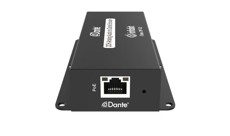 2-х канальный аналоговый аудиокодер Infobit iTrans DP-T-22,  Dante передатчик (Tx) с PoE